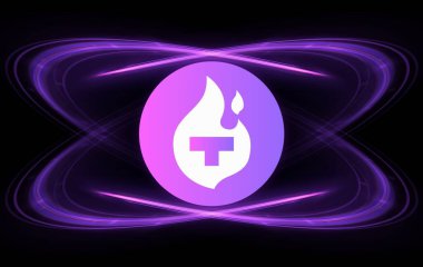 digital background image of theta fuel virtual currency. 3d drawings.