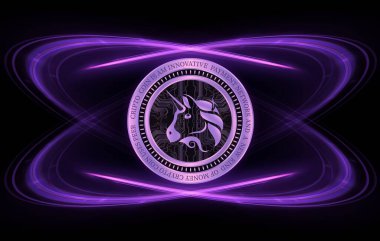 uniswap virtual currency images. 3d illustrations.