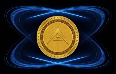 Dijital arkaplanda sanal para birimi görüntüsü. 3d illüstrasyon.