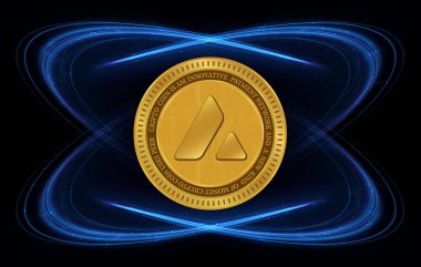 Dijital arkaplanda çığ-avax sanal para birimi görüntüsü. 3d illüstrasyon.