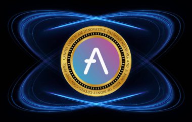 Dijital arkaplanda AVE sanal para birimi resimleri. 3d illüstrasyon