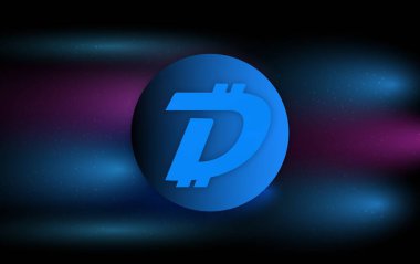 Digibyte-dgb dijital arkaplanda sanal para birimi resmi. 3d illüstrasyon.