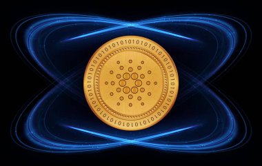 Dijital arkaplanda cardano-ada sanal para birimi resmi. 3d illüstrasyon.