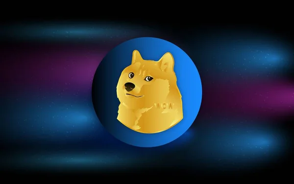 Képek Dogecoin Dog Crypto Valuta Digitális Háttérrel Illusztrációk — Stock Fotó