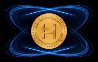 Hedera hashgraph-hbar sanal para birimi resimleri. 3d illüstrasyon.