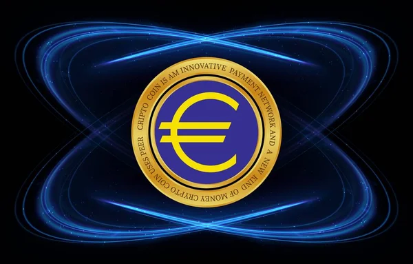 デジタル背景にユーロ通貨のロゴ画像 3Dイラスト — ストック写真