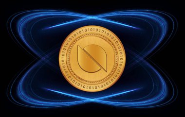 Dijital arkaplanda ontoloji-ont sanal para birimi görüntüleri. 3d illüstrasyon.