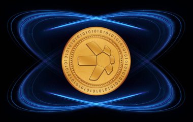 dijital arkaplanda quant-qnt sanal para birimi resmi. 3d illüstrasyon.