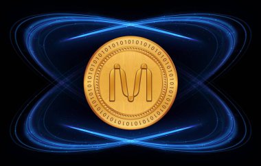 Dijital bir arka planda mina coin sanal para birimi görüntüsü. 3d illüstrasyon.