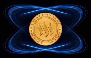 Dijital arkaplanda sanal para birimi görüntüleri var. 3d illüstrasyon.