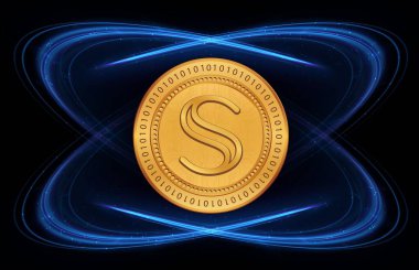 Dijital arkaplandaki gizli sanal para biriminin görüntüleri. 3d illüstrasyon.