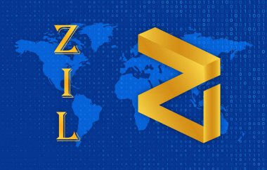 zilliqa-zil virtual currency images. 3d illustrations.