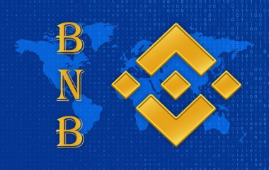 dijital arkaplanda binance-bnb sanal para birimi resmi. 3d illüstrasyon.