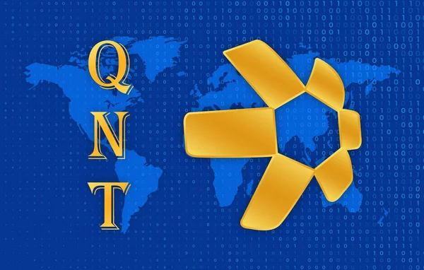 Quant Qnt虚拟货币图像在数字背景中 3D说明 — 图库照片