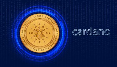 Dijital arkaplanda cardano-ada sanal para birimi resmi. 3d illüstrasyon.
