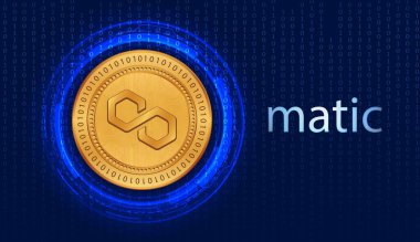 Dijital arkaplanda çokgen-matik kripto para birimi resimleri. 3d illüstrasyon.