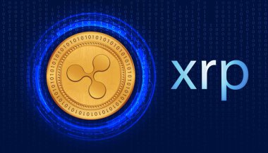 Dalgalanma-Xrp sanal para birimi logosu. 3d illüstrasyon.