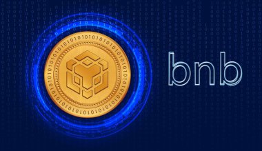 dijital arkaplanda binance-bnb sanal para birimi resmi. 3d illüstrasyon.