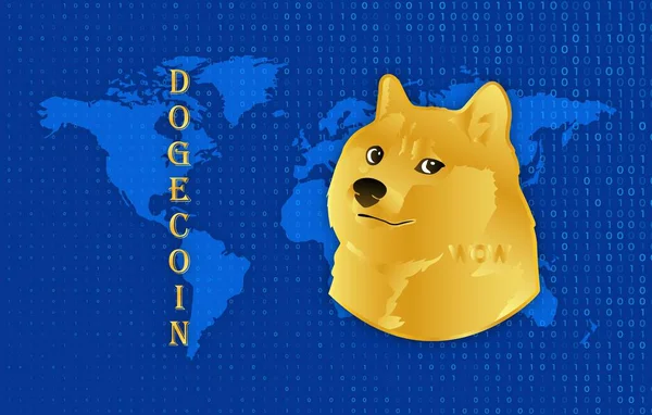 数字背景上的狗狗加密货币图像 3D说明 — 图库照片