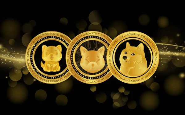 Dogecoin Babydoge Shiba Inu Cryptocurrency Logók Mém Érme Képek Illusztrációk — Stock Fotó
