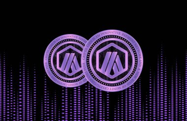 Arbitrum-yay sanal para biriminin dijital arkaplandaki görüntüsü. 3d illüstrasyon.