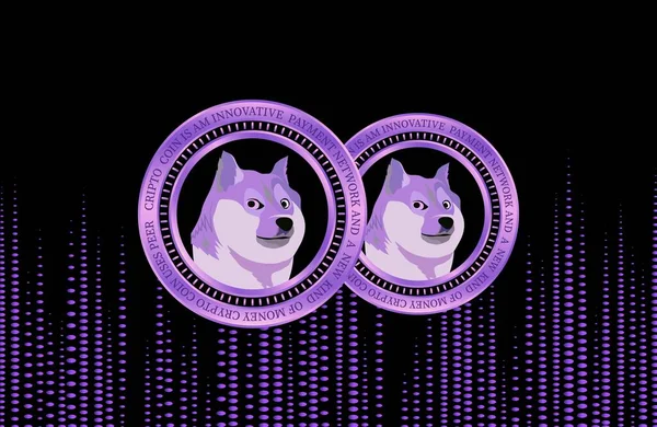 Obrázky Dogecoin Dog Krypto Měny Digitálním Pozadí Ilustrace — Stock fotografie