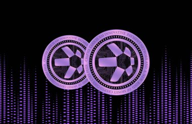 dijital arkaplanda quant-qnt sanal para birimi resmi. 3d illüstrasyon.