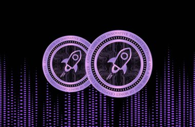 Dijital arkaplanda yıldız-xlm şifreli para birimi resimleri. 3d illüstrasyon.