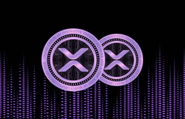  Dalgalanma-Xrp sanal para birimi logosu. 3d illüstrasyon.