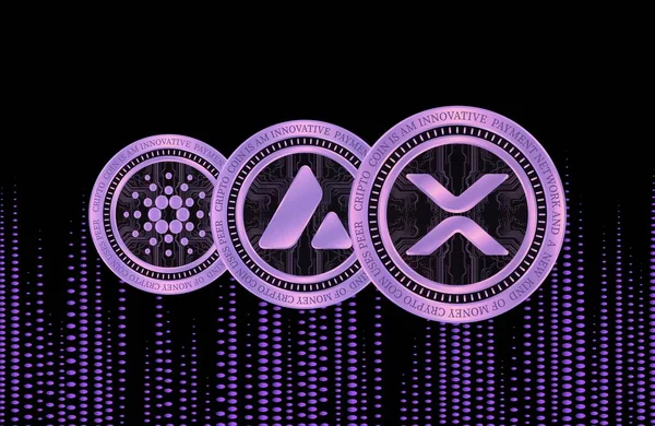 カルダノ アバランシェ アヴァックス リップルXrp仮想通貨ロゴ 3Dイラスト — ストック写真