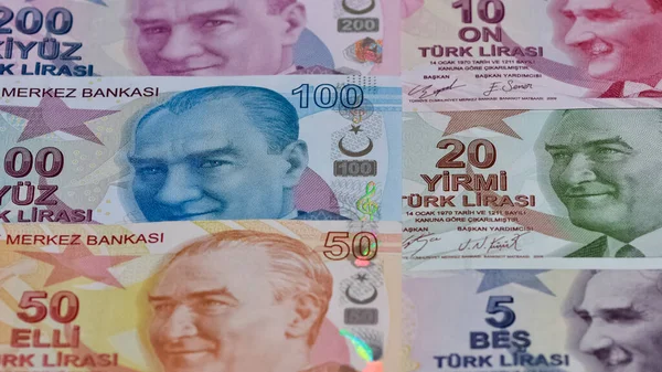 各国钞票的图像 土耳其里拉照片 — 图库照片