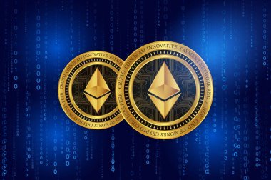 ethereum-eth sanal para birimi resimleri. 3d illüstrasyon.