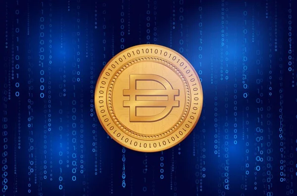 stock image Images of dai cryptocurrency on digital background. 3d illustrations.