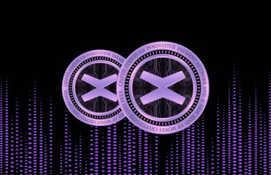 Dijital arkaplandaki çoklayıcılar x-egld şifreli para birimi resimleri. 3d illüstrasyon.