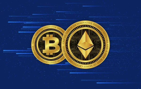 Virtual Currency Images Ethereum Eth Bitcoin Btc Illustrations — Stock Photo, Image