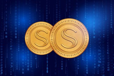 Dijital arkaplandaki gizli sanal para biriminin görüntüleri. 3d illüstrasyon.