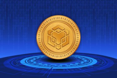 dijital arkaplanda binance-bnb sanal para birimi resmi. 3d illüstrasyon.