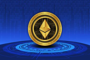 ethereum-eth sanal para birimi resimleri. 3d illüstrasyon.