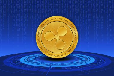  Dalgalanma-Xrp sanal para birimi logosu. 3d illüstrasyon.