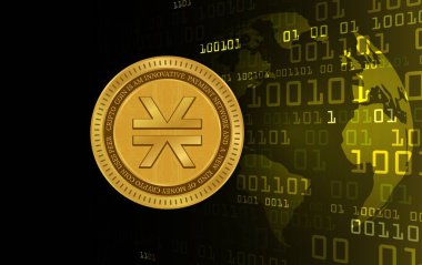 Dijital arkaplanda Stacks-stx şifreli para birimi resimleri. 3d illüstrasyon.