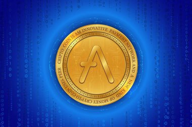 Dijital arkaplanda AVE sanal para birimi resimleri. 3d illüstrasyon