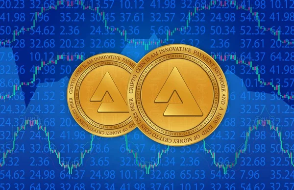 stock image audius-audio virtual currency images on digital background. 3d illustrations.