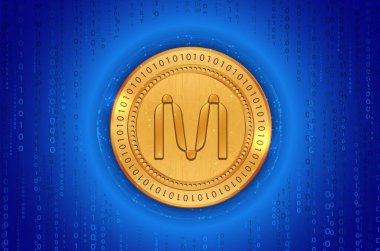 Dijital bir arka planda mina coin sanal para birimi görüntüsü. 3d illüstrasyon.