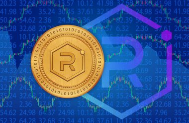 raydium-ray virtual currency image in the digital background. 3d illustrations.