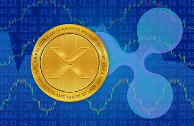  Dalgalanma-Xrp sanal para birimi logosu. 3d illüstrasyon.