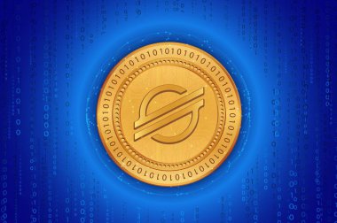 Dijital arkaplanda yıldız-xlm şifreli para birimi resimleri. 3d illüstrasyon.