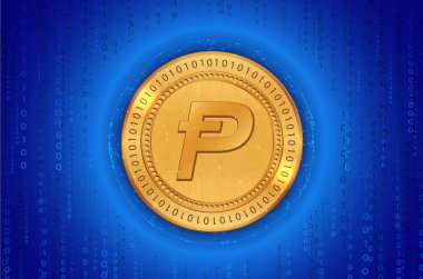 Dijital arka planda Potcoin-pot kripto para birimi resimleri. 3d illüstrasyon.