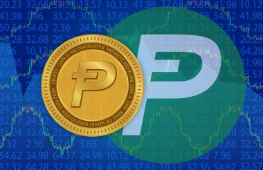 Dijital arka planda Potcoin-pot kripto para birimi resimleri. 3d illüstrasyon.