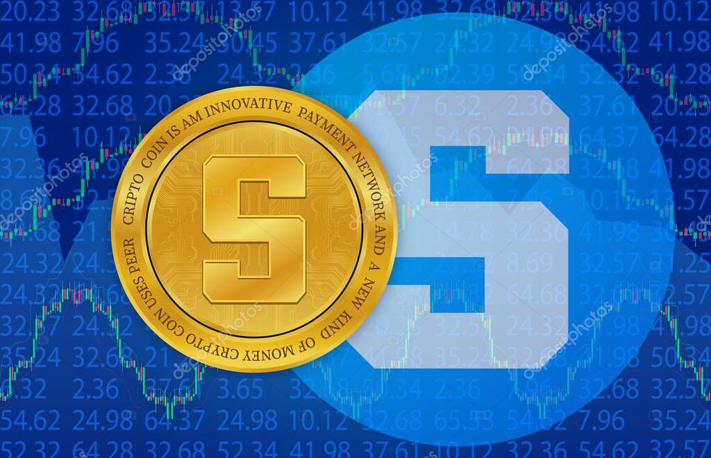 Sandbox-sand virtual currency logo on abstract background. 3d illustrations.