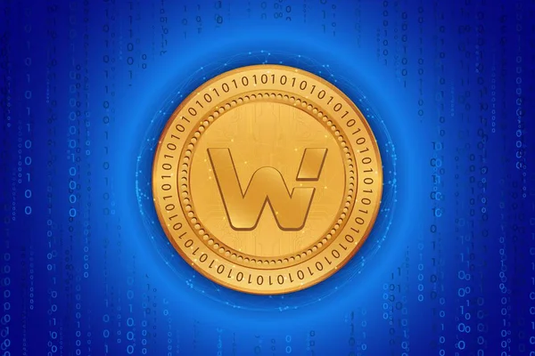 stock image woo network virtual currency images on digital background. 3d illustrations.